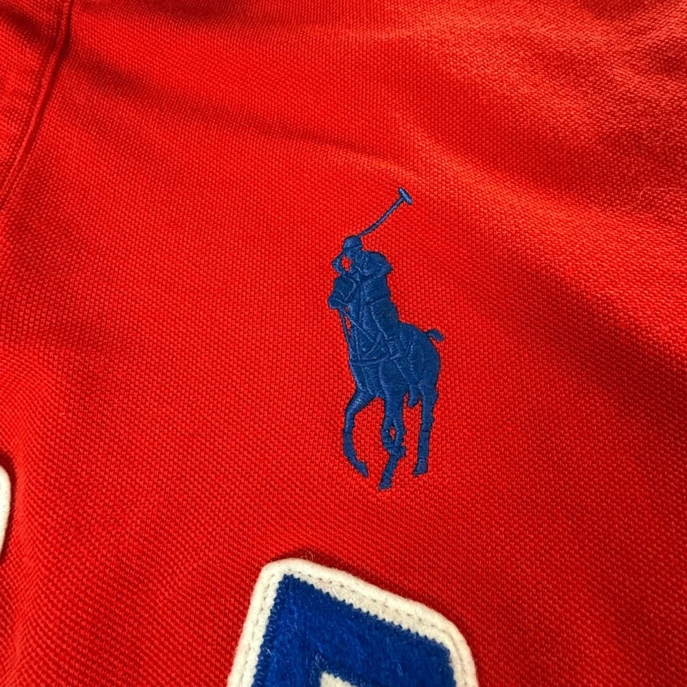 Polo Ralph Lauren Mens 2XL Red USA Custom Fit Big Pony 3 Patch Polo Shirt